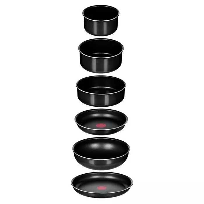 Set vase TEFAL Easy Cook & Clean L1539843, 13 piese, 16-28cm, aluminiu, negru nou sigilat