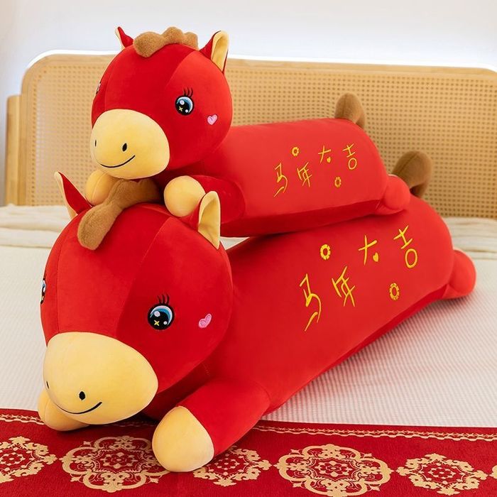 Новогодняя лошадка обнимашка мягкая игрушка