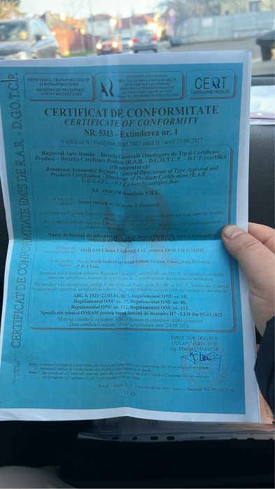 Becuri Osram h7 certificat RAR