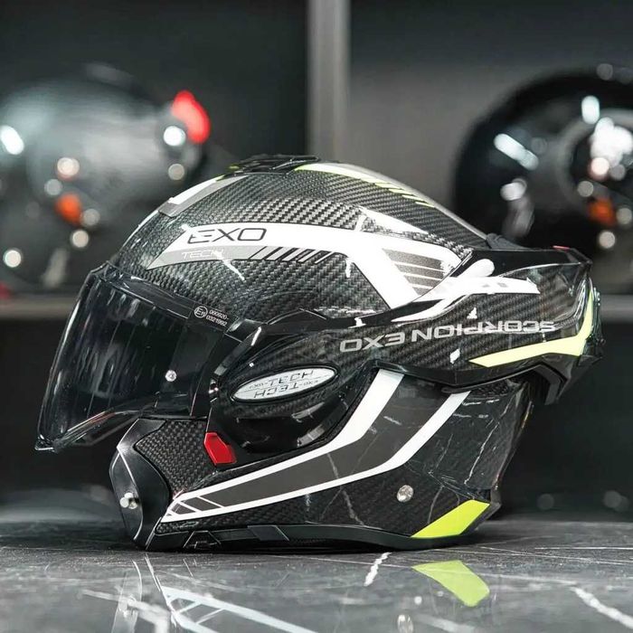 Модуларна Каска - Scorpion Exo-Tech Evo Carbon Cosy Black-Neon yellow