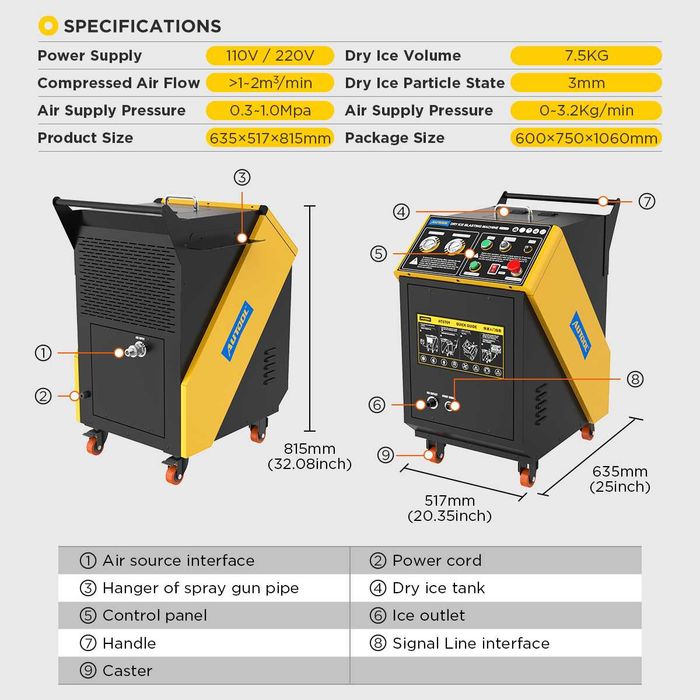 Професионална машина за почистване със сух лед AUTOOL HTS709
