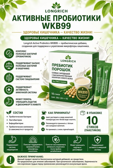 Пробиотик активный -Longrich Active Probiotics WKB99. (100% Оригинал)