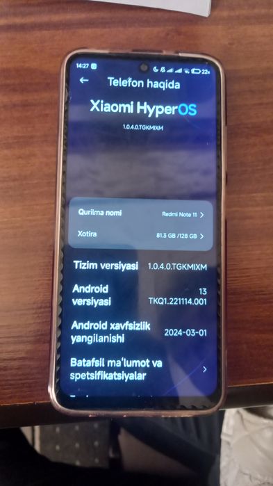 Redmi note 11  2 oy kafolot bor