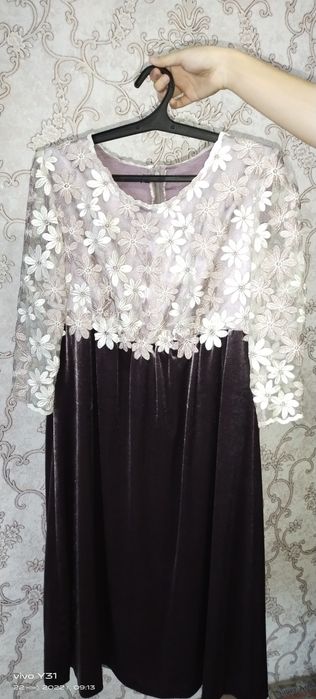 Вечернее платье кружева и велюр