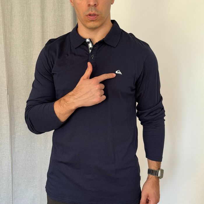 Мъжка поло блуза Quiksilver с дълъг ръкав, тъмносиня L