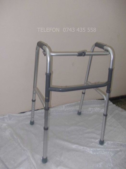 Cadru ajutor mers,pliabil,inaltime reglabila,din aluminiu,pt persoane cu handicap locomotor dizabilitati, tineri sau batrani seniori bunici în vârstă