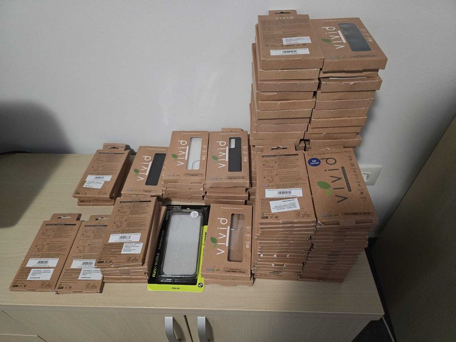 Lot accesorii telefon NOI — 186 buc, huse + folii Honor/Xiaomi/Samsung/Motorola