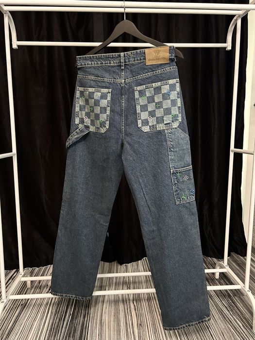 Blugi Louis Vuitton Damier Denim Model Nou Premium Bărbați Mărimi 29 31 32 33 34