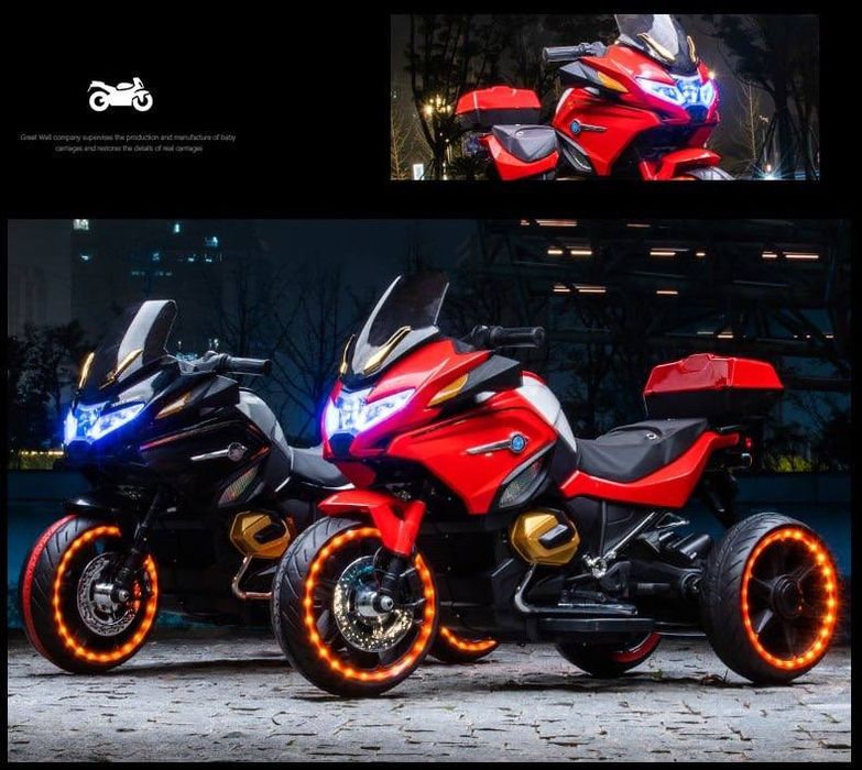 Самый большой полицейский мотоцикл для детей с мигалками и пультом