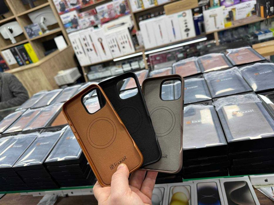 100% кожаный чехол для iPhone 16 Pro / 16 Pro Max iCarier Leather case