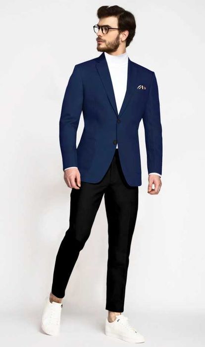 Sacou blazer slim 40 L lana Massimo Dutti NOU super 120's navy royal