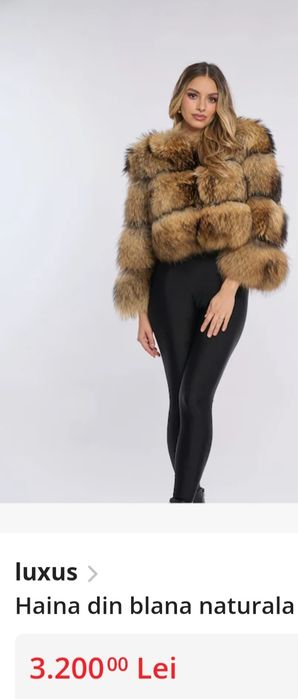 Haina blana naturala 100% vulpe noua marimea 44 pt L -XL model luxury