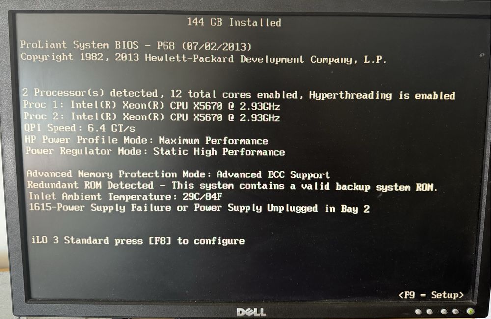 HP Proliant DL360 G7, 4 x 600GB SAS, 144 GB RAM