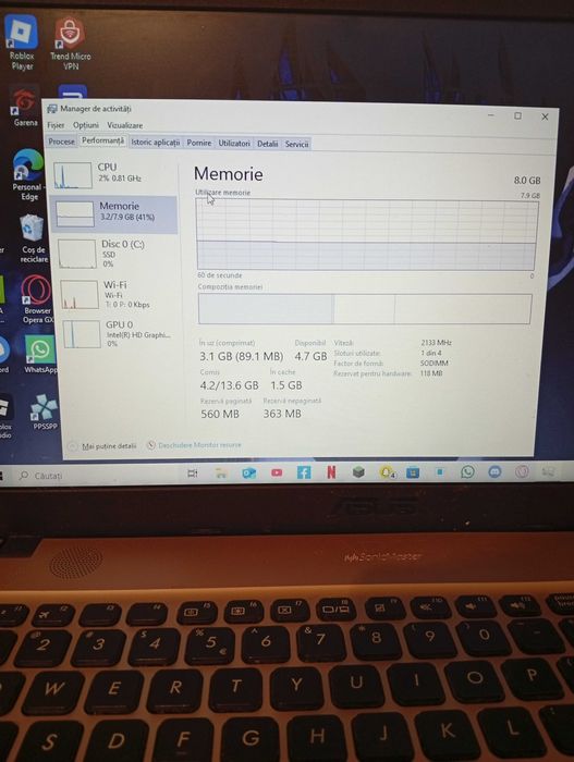 AsusX541UA 8GBRAM SSD250GB si 2 hhd externe de 500gb tastatura si mous