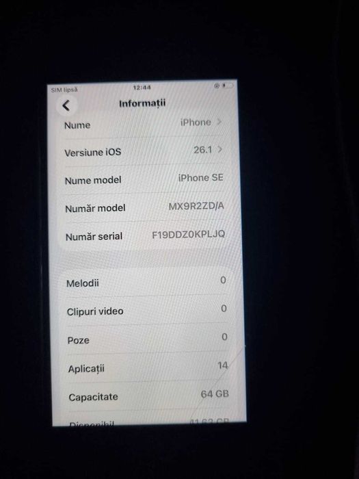 IPHONE 6S Capacitate baterie 91 SI  iPhone SE  capacitate baterie  96%