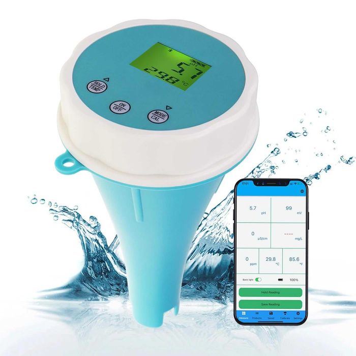 Tester Piscină Smart 7-în-1 - Monitorizare pH/Clor/Sare/Temp