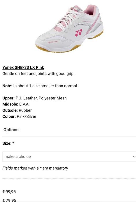 Yonex дамски маратонки за бадминтон номер 42 стелка 27см.