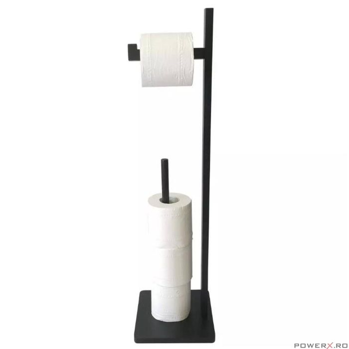 Suport pentru hartie igienica, 5 role, bambus, negru, Kinghoff