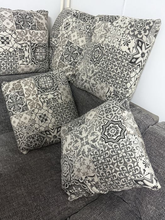 Canapea gri coltațar modulara cu perne si husa CADOU