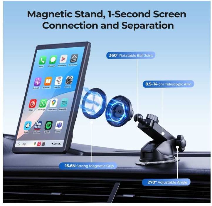 KRUNIA Ecran portabil 8" pentru Apple CarPlay si Android Auto