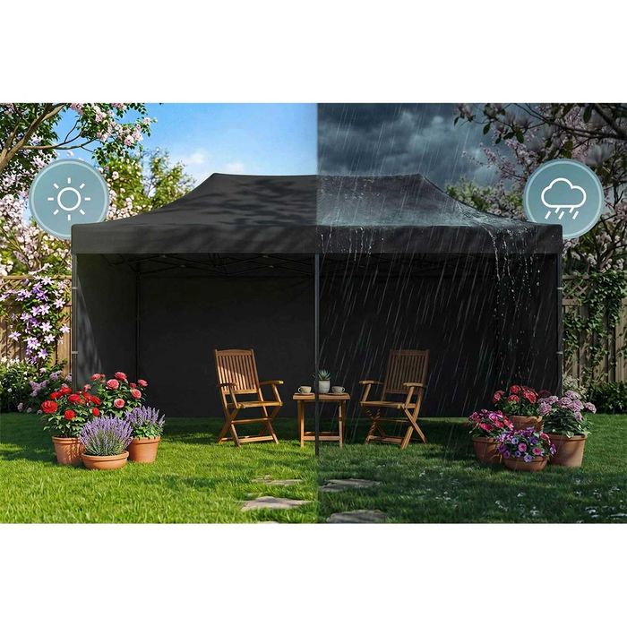 Foisor de gradina profesional , 3 pereti 3 x 6m negru Plonos - Produs NOU