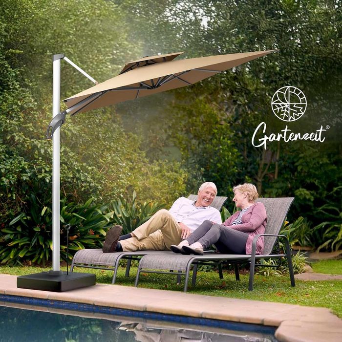 Стойка за чадър Gartenzeit®, пълнителна, 162 кг, размери 84 x 84 x 21 см