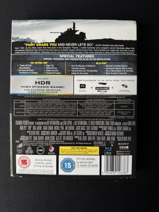 Fury 4K blu ray