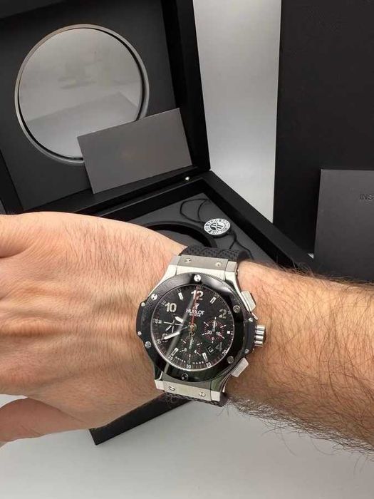 hb big bang 44mm сребристо черно