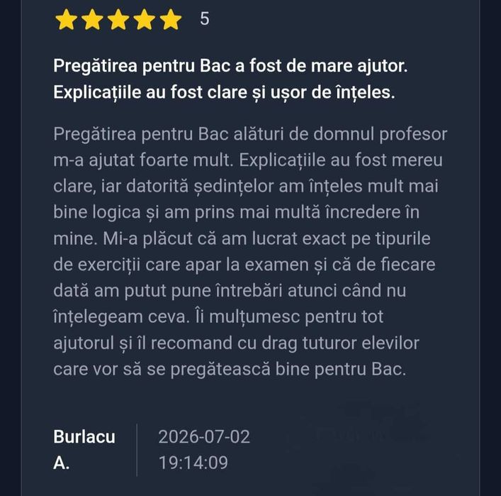 Meditatii BAC Logica - 100% Rata de Promovare - Fizic sau Online