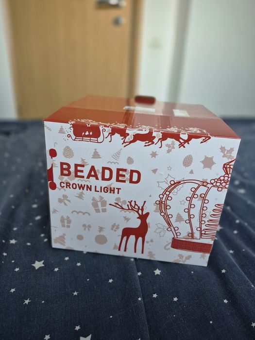 Vârf de brad iluminat LED – Coroană decorativă cu mărgele / Cristale Nou