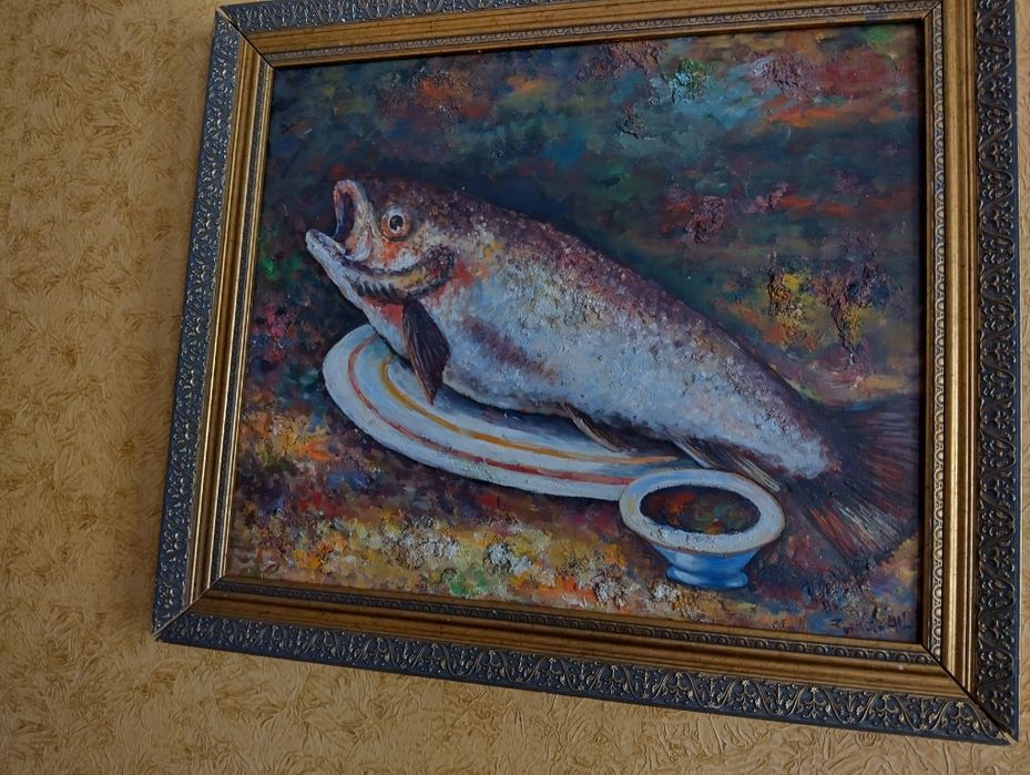 Картина маслени бой риба