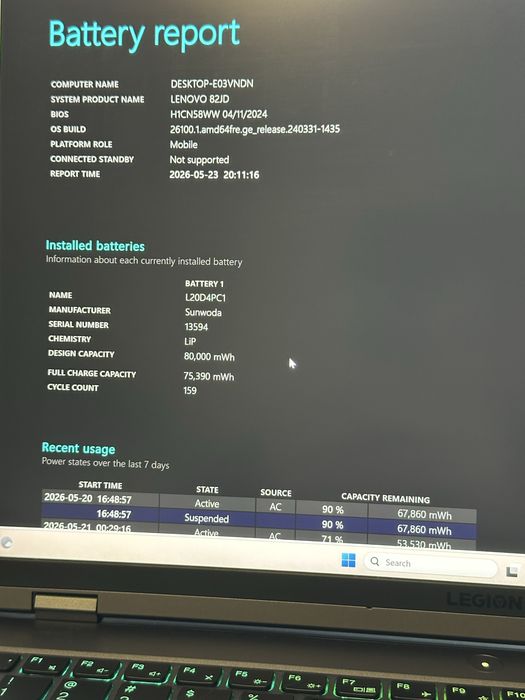Laptop Gaming Lenovo Legion 5 Pro | i7-11800H | RTX 3070 (140W) | ecran 2K 165Hz | Impecabil