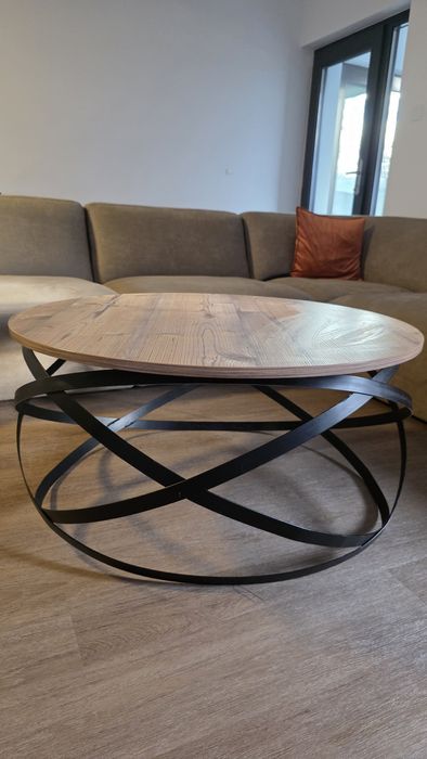 Masă cafea bază metalică diametru 90cm