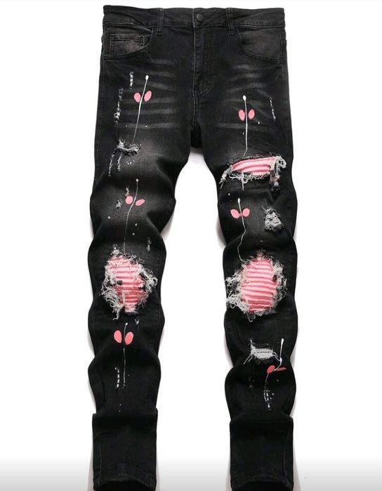 Chillumni Blugi casual pentru bărbați, spălați, cu buzunar oblic, de z