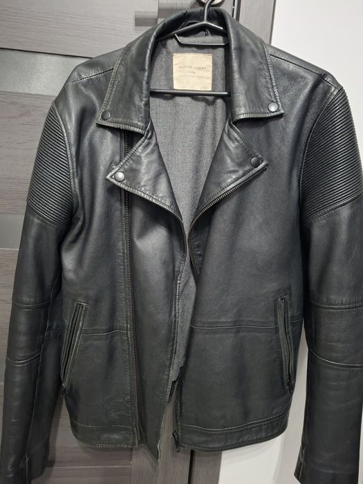 Geaca  biker din piele neagra Selected pentru barbati