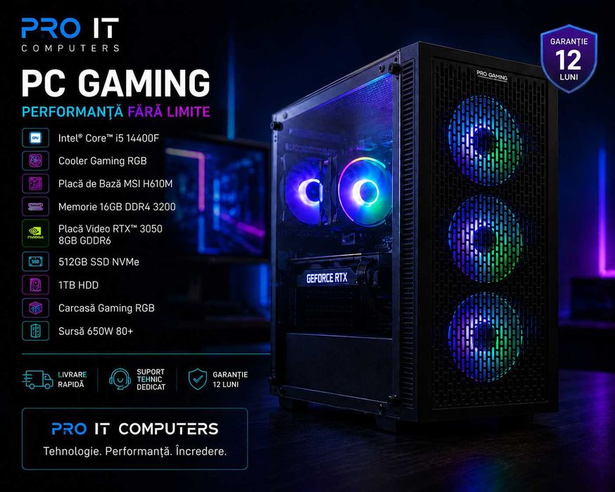 PC Gaming I5 14400, 16GB DDR4 3200, RTX 3050 8GB DDR6, 512 Nvme, 1TB