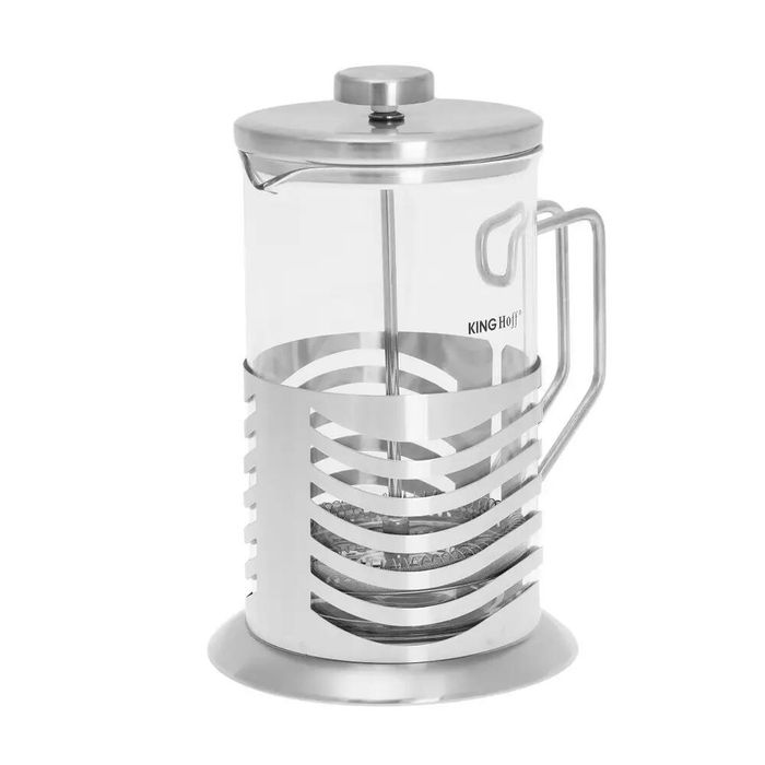 Infuzor ceai, din sticla si inox, ceainic cu presa, 0.8L, Kinghoff
