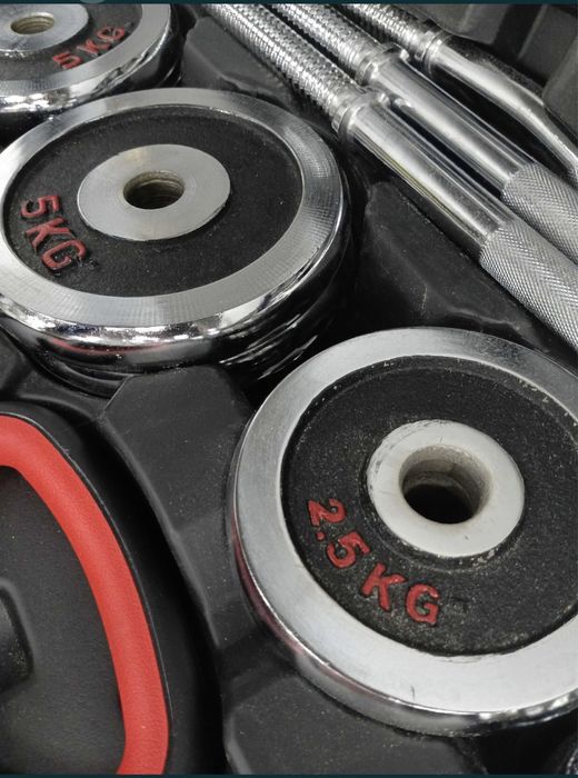 Набор гантель и штанга Gantel Никельный [55кг] Доставка БЕСПЛАТНО