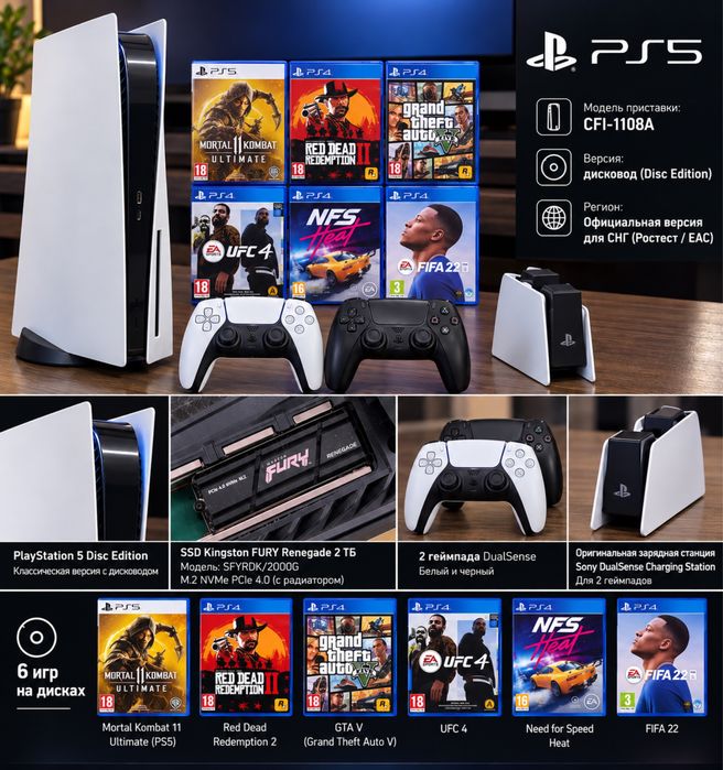 PlayStation 5 CFI-1108A + SSD 2ТБ