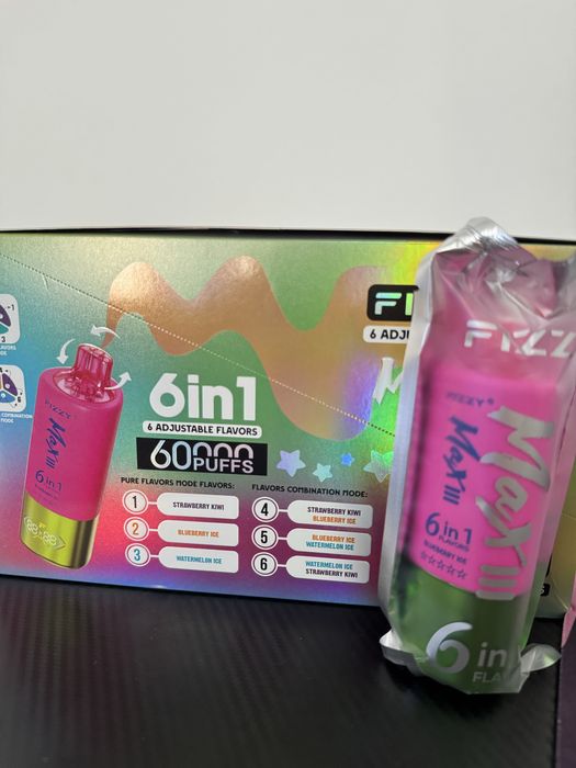 Vape 60,000 Fizzy 6 in 1 Arome noi 11/12