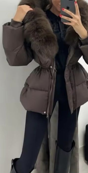 Дамско яке естествен косъм лисица