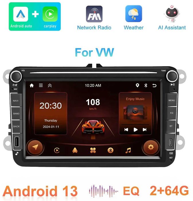 8"  VW Мултимедия плеър двоен дин volkswagen навигация Golf 5 6 Passat