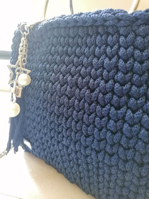Hand made плетена синя чанта