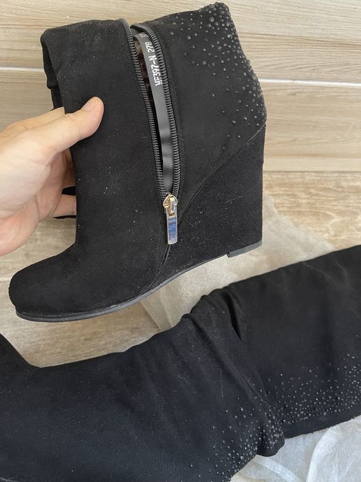 Сапоги женские замша и лакированные