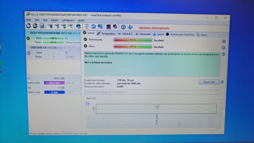 Hdd laptop 500 GB, health 100%