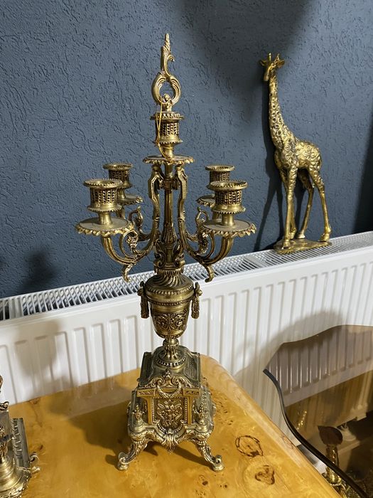 Set ceas cu sfesnice din bronz masiv