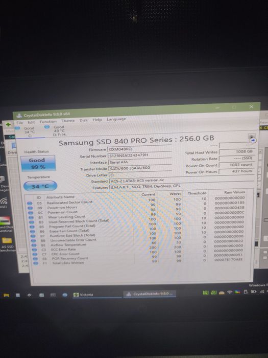 Ssd Samsung 840 Pro 256 gb 100%