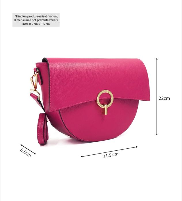 Розова чанта естествена кожа
