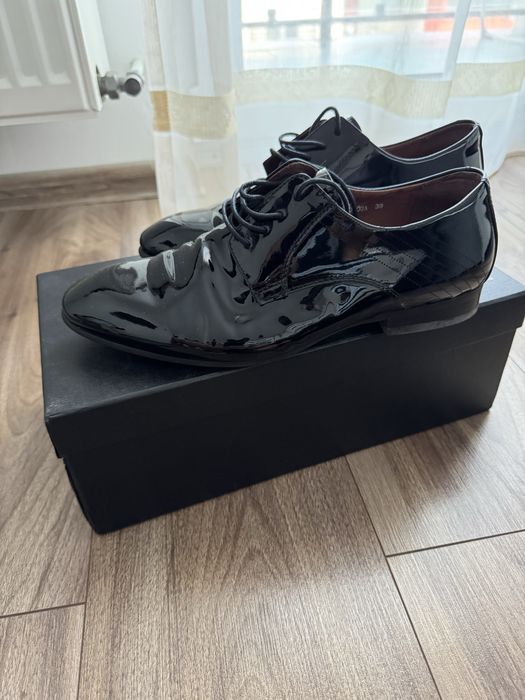 Vand papuci eleganti, lac, Alberto Clarini