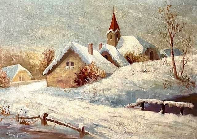 "IARNA" Tablou f VECHI, semnat , ulei pe panza, 70x50cm